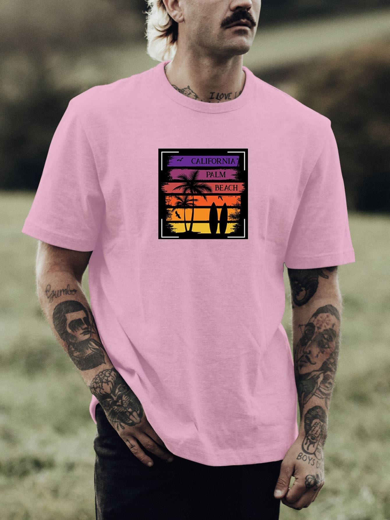 Men T-Shirts - 粉色 - 查看 1