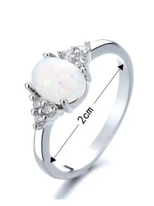 1pc Stainless Steel Fashionable Versatile Elliptical Ring - Silver - View 2