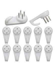 10入組實用家用牆掛鉤,可無痕懸掛相框/照片,無痕牆裝飾釘,無需鑽孔且強力隱形掛勾,適用於婚禮照片等 - 白色 - 查看 1