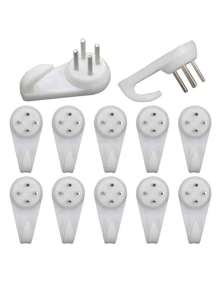 10入組實用家用牆掛鉤,可無痕懸掛相框/照片,無痕牆裝飾釘,無需鑽孔且強力隱形掛勾,適用於婚禮照片等 - 白色 - 查看 1