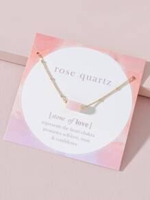 1pc Pink Crystal Stone Necklace Suitable For Daily Wear - Pink - View 1