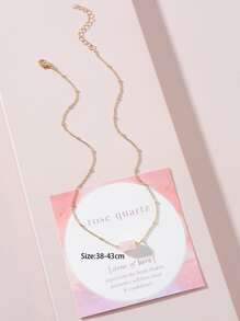 1pc Pink Crystal Stone Necklace Suitable For Daily Wear - Pink - View 4