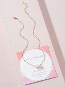 1pc Pink Crystal Stone Necklace Suitable For Daily Wear - Pink - View 3