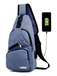 Mochila Cruzada Bluelander: Impermeable, Antirrobo y con Carga USB - Azul - Ver 4