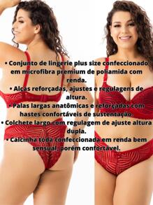 Plus Size Bra & Panty Sets - White - View 3