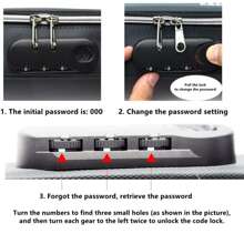 Schwarze Leinwand Passwort Schloss Federmäppchen, 3-lagige Stiftebox mit großer Kapazität, multifunktionale Mini-Passwort-Stiftebox, Schul- und Bürobedarf, Tasche - Schwarz - Übersicht 5