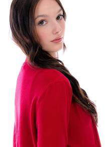 Suéter Cárdigan Largo Para Mujer Estilo Ensamble - Rojo - Ver 5