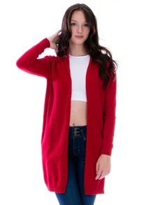 Suéter Cárdigan Largo Para Mujer Estilo Ensamble - Rojo - Ver 4