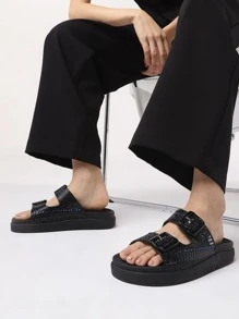 Women Flat Sandals - 黑色 - 查看 6