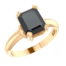 Anel Vintage Prata 925 Dourada Ouro 18k - Feminino - Preto - Visão 1