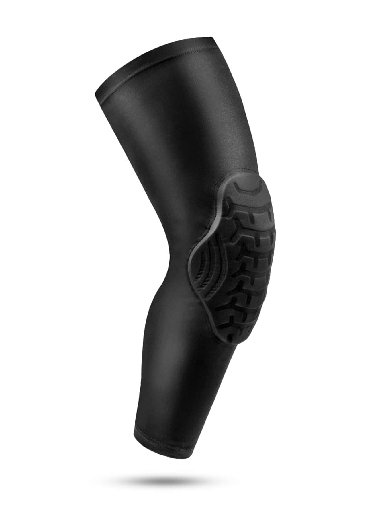 1入組蜂窩紋理防碰撞膝蓋墊適用於籃球,足球,騎行,腿保護袖 - 黑色 - 查看 1