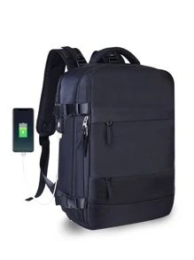 女士筆記型電腦背包 15.6英寸女孩 USB 充電書包獨立鞋包旅行背包戶外隨身行李健行背包 - 黑色 - 查看 1