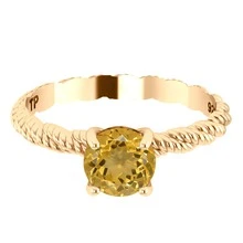 Anel Solitário Torcido Prata 925- Dourada Ouro 18k - Amarelo - Visão 3