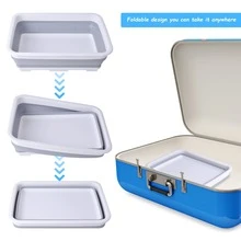 Rectangular Collapsible Laundry Basin, Portable Camping Sink Collapsible Plastic Basin Collapsible Laundry Basket Multi-Function Collapsible Chopping Board RV 10L - Silver - View 2