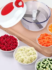 Processador Triturador Picador Manual Grande Multiuso De Alimento 500ml C/ 3 Super Lâminas Moedor Alho Cebola Legumes