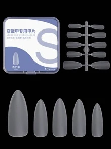 100入組杏仁形S號美甲指甲貼片，纖薄透明自粘假美甲片，美甲用品 - 白色 - 查看 1