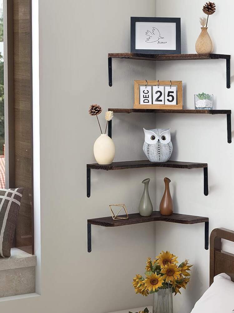 MFXI Stile Rustico Mensole Galleggianti da Parete,Portaoggetti Pensile in Legno da Muro,Decorative Libreria Parete Sospesa,Carico 15 kg,per Soggiorno, Ufficio, Cucina, Decorazioni, Libri(30/60cm