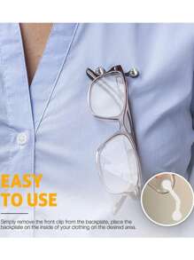 1pc Multifunctional Portable Creative Magnetic Silver Eyeglass Holder & Brooch - Silver - View 2