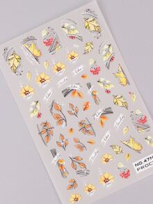 3pcs Nut Nail Art Sticker 3D Winter Fall Flower Buterfly Decoration Mushroom Maple Wheat Letter Decal Manicure Slider Accessory Tools Nail Decals Friend Gift - Multicolor - View 7