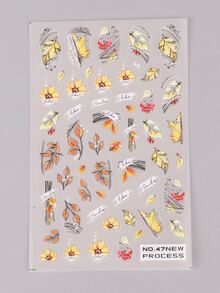 3pcs Nut Nail Art Sticker 3D Winter Fall Flower Buterfly Decoration Mushroom Maple Wheat Letter Decal Manicure Slider Accessory Tools Nail Decals Friend Gift - Multicolor - View 11