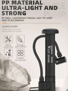 1pc Bicycle Pump, Compatible With Cycling Equipment/mountain Bike And More - Black - View 7