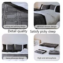 3pcs Hoa Vá lại Bộ vỏ chăn Bao gồm 1 Vỏ chăn Duvet Và 2 Vỏ gối , Sành điệu Khối màu Thoải mái Bộ đồ giường Đối với Tất cả các mùa - màu đen - Xem 4