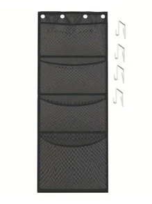 1入組毛絨動物儲物袋,嬰兒房、兒童房、臥室、遊戲室適用,門後玩具收納袋 - 黑色 - 查看 3