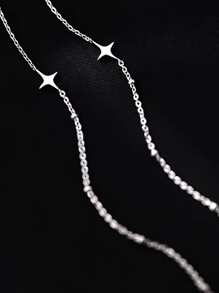 1 Pair Of Minimalist And Unique Design Four-Leaf Ear Thread Earrings For Women, Korean Style, Slimming Face And Ear Decoration For Summer Holiday