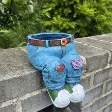 1 Miếng Denim Hình dạng Nhựa Chậu hoa Tượng , Ngon Người trồng  Nồi Đối với Trong nhà Sân vườn Bãi cỏ Hiên nhà Ban công Sân thượng Ngoài trời Trang trí - Màu xanh lam - Xem 3