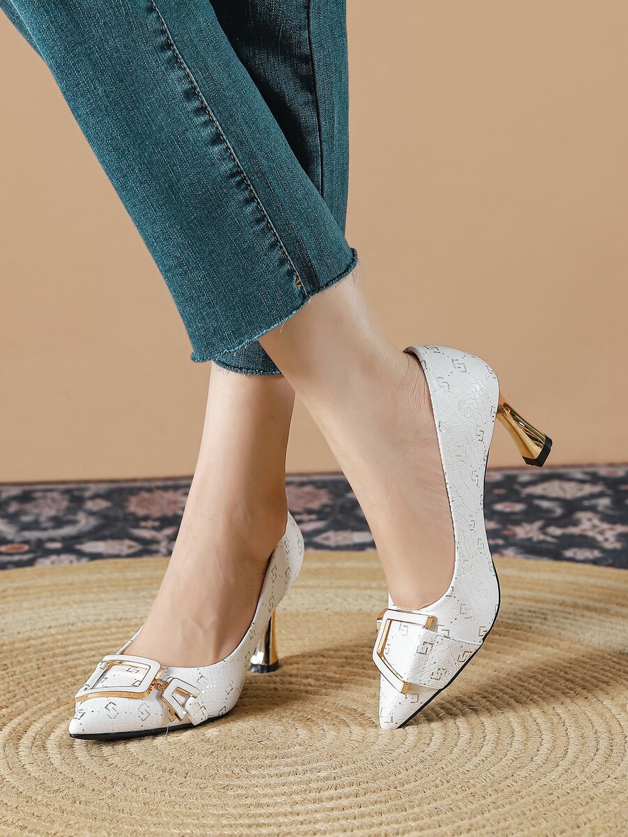 Women's High Heel Pointed Toe Stiletto Shoes - White - View 1