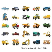 1 túi/50 chiếc Trẻ em Hoạt hình Ô tô/xe hơi Viết tháu Hình dán - Nhiều màu - Xem 3