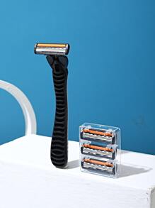 ALSHABAB 1 dao cạo râu + 30 hộp mực thay thế dự phòng 3 lưỡi dao cạo râu nam màu xám máy cạo râu thủ công cho nam thợ cắt tóc cạo râu - Xám - Xem 10