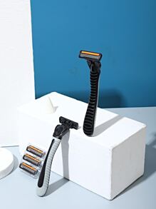 ALSHABAB 1 dao cạo râu + 30 hộp mực thay thế dự phòng 3 lưỡi dao cạo râu nam màu xám máy cạo râu thủ công cho nam thợ cắt tóc cạo râu - Xám - Xem 5