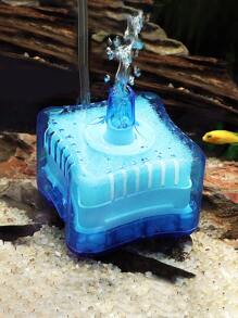 1pc Nano Aquarium Water Pneumatic Biochemical Filter Siphon Cleaner Round Ceramic Fish Tank Filter - Blue - View 1