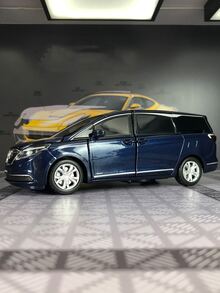 1入組 16x7.5x5.5cm 鋅合金壓鑄模型玩具車，藍色商務車和麵包車；帶有可打開門和引擎蓋、模擬內飾和可移動輪子適合男孩兒童生日或禮物 - 藍色 - 查看 1