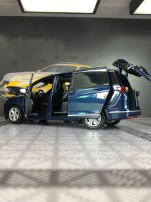 1入組 16x7.5x5.5cm 鋅合金壓鑄模型玩具車，藍色商務車和麵包車；帶有可打開門和引擎蓋、模擬內飾和可移動輪子適合男孩兒童生日或禮物 - 藍色 - 查看 5