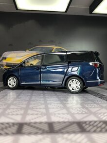 1入組 16x7.5x5.5cm 鋅合金壓鑄模型玩具車，藍色商務車和麵包車；帶有可打開門和引擎蓋、模擬內飾和可移動輪子適合男孩兒童生日或禮物 - 藍色 - 查看 2