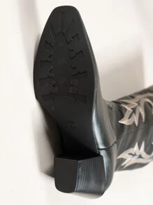 Novo Bota de Cowgirl de Estilo Western com Salto Grosso e Bordado em Estilo Vintage Resort