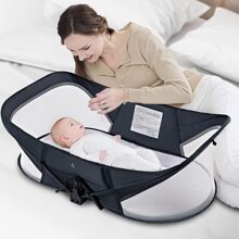 Baby Travel Bassinet, Baby Travel Pod, Portable Bassinet-Mini Travel Crib,  Infant Travel Bed With Mosquito Net And Canopy Lightweight Washable Foldable, Gray