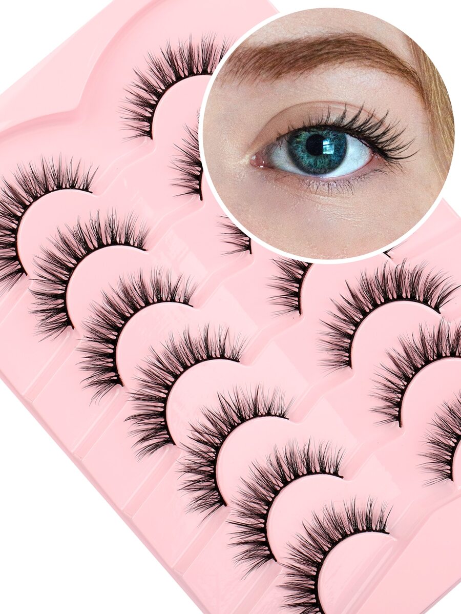 Himirell 7pairs 8-13mm Crossed And Lengthened Curling Fake Eyelashes, Suitable For Parties And Dance Parties - Black - View 1