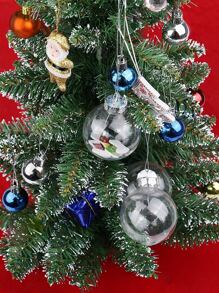 12入組透明聖誕裝飾品,可裝入松針和人造莓果的透明裝飾品,透明塑料可填充裝飾球聖誕樹裝飾 - 白色 - 查看 6