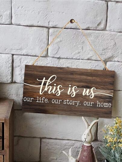 1 件现代口号图形壁挂，木制挂饰，适用于家居装饰、家居装饰、房间装饰、墙壁装饰