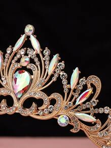 Baroque Style Hollow Out Crown Headpiece For Bride, Princess, Stage Performance, Made Of Alloy Royal Tiaras - Gold - View 5
