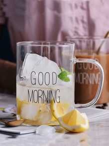 Simple Good Morning Heat-resistant Glass Cup For Breakfast, Women's Water/milk Cup For Home Use - White - View 4