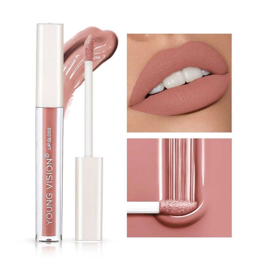 啞光天鵝絨唇膏,顏色分為裸色/紅色/粉色/棕色,長效防水化妝唇蜜,女性/女孩的理想禮物 - 鏽棕色 - 查看 1