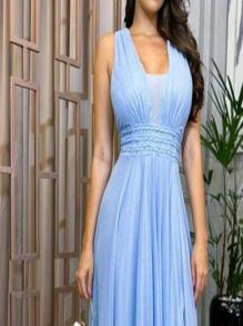 Women Dresses - 淺藍色 - 查看 2