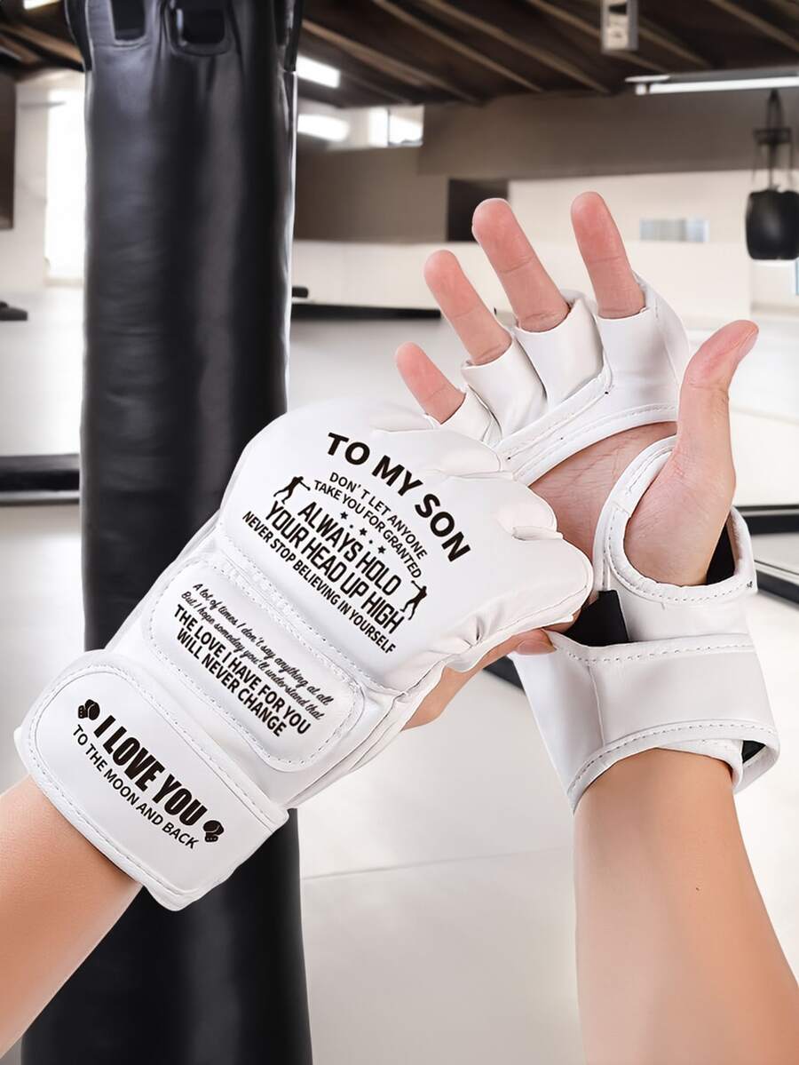 為兒子挑選的禮物,透氣排汗的半指拳擊手套沙袋摔跤格鬥手套 - 白色 - 查看 1