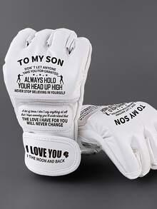 為兒子挑選的禮物,透氣排汗的半指拳擊手套沙袋摔跤格鬥手套 - 白色 - 查看 4