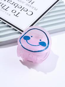 1pc Women's Cartoon Acrylic Expression Design Anti-slip Strong Hair Clamp, Suitable For Daily Use - Pink - View 1