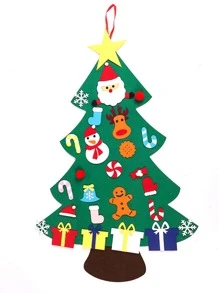 26 件/套 DIY 毛毡圣诞树壁挂，带 LED 灯串，适合圣诞节礼物，圣诞快乐装饰，家庭派对用品 - 綠色 - 查看 3